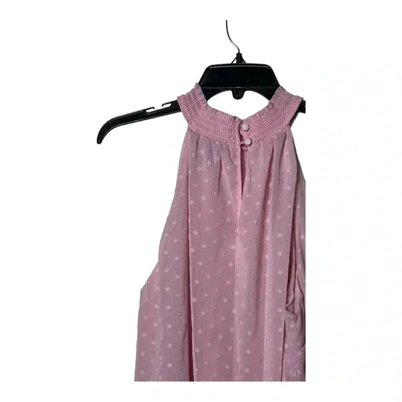 1590. TORRID SLEEVELESS‎ HIGH NECK BLOUSE PINK IN COLOR SIZE 2 (2X) SWISS DOT - Picture 12 of 13